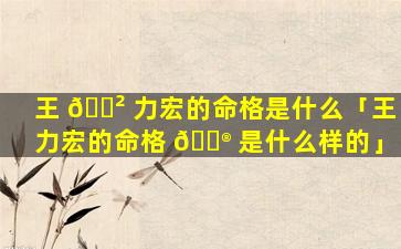 王 🌲 力宏的命格是什么「王力宏的命格 💮 是什么样的」